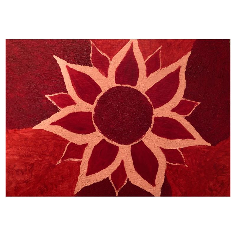 Red Blossom Mandala Tapestry 20x40 inch